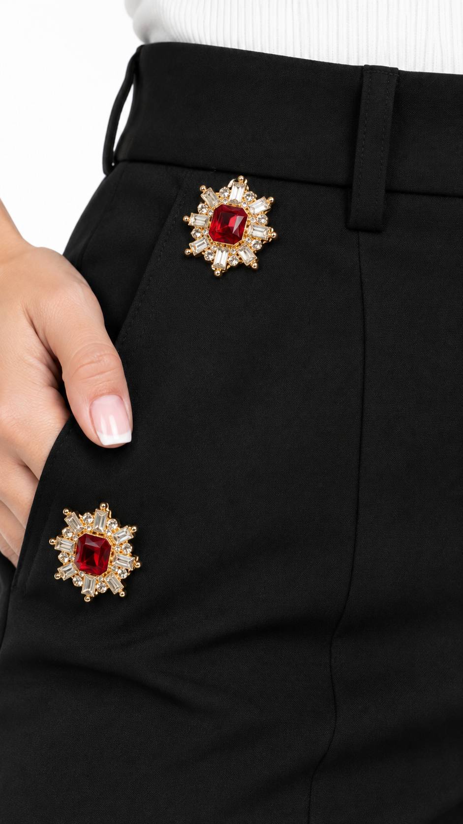 PANTALON CEPTE 4 AD KIRMIZI TAŞ EL İŞİ görsel 3